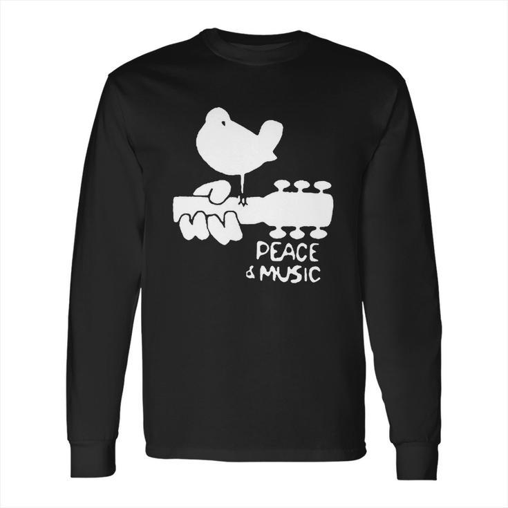 Woodstock Blue White Peace And Music Festival Guitar Long Sleeve T-Shirt