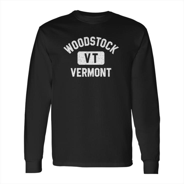 Woodstock Vt Vermont Distressed White Print Long Sleeve T-Shirt