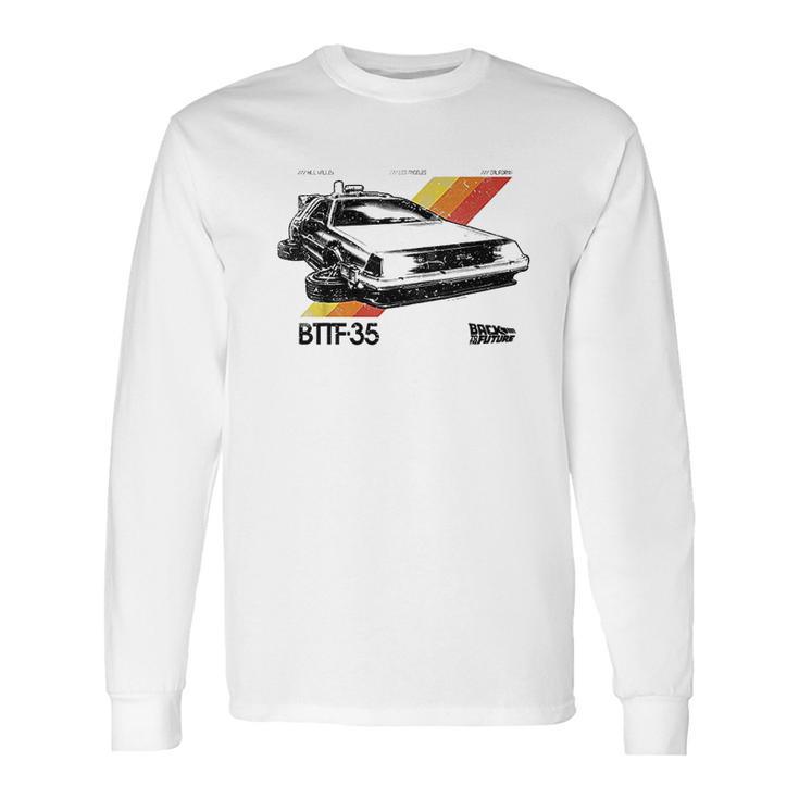 Back To The Future 35Th Retro Stripe Delorean Long Sleeve T-Shirt