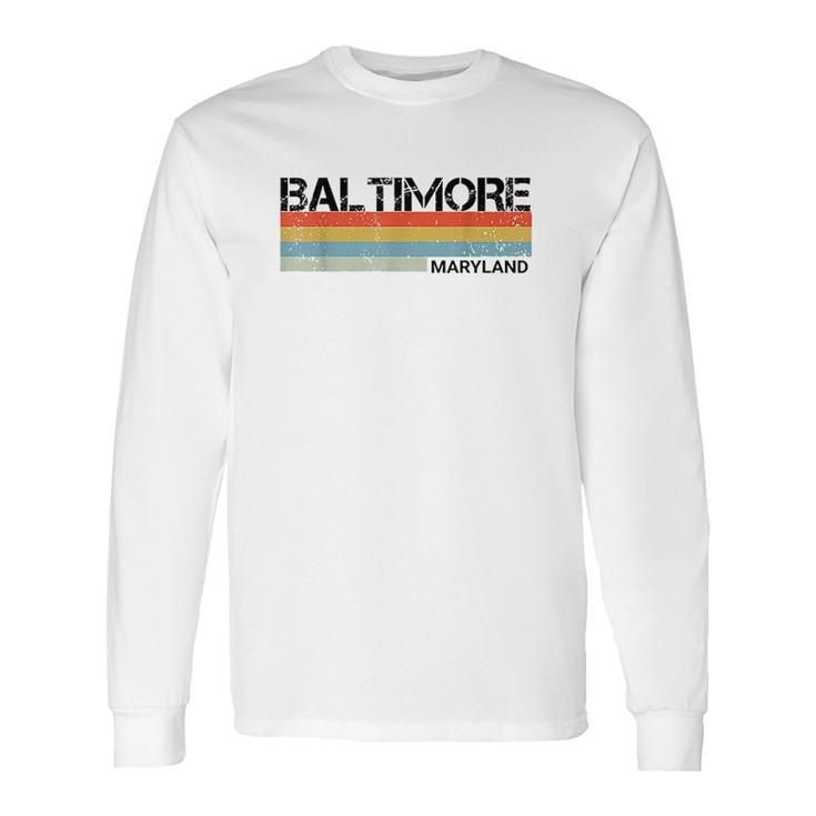 Baltimore Maryland Retro Vintage 80S Stripes Long Sleeve T-Shirt