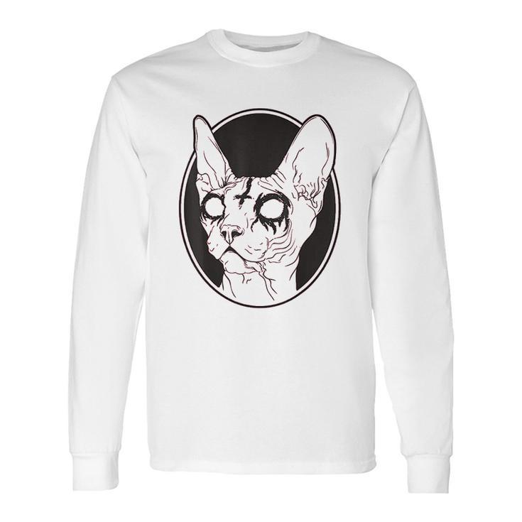 Black Metal Sphynx Cat I Pastel Goth And Death Metal Long Sleeve T-Shirt