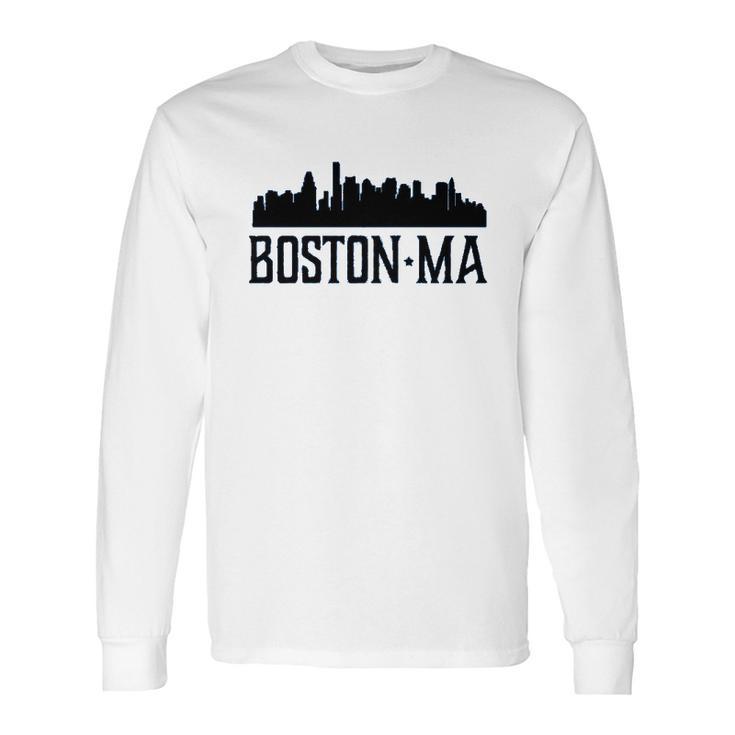 Boston Massachusetts Skyline City Silhouette Youth Long Sleeve T-Shirt