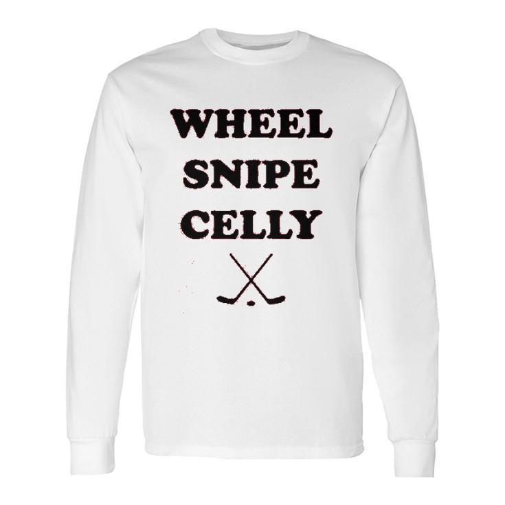 Campus Apparel Wheel Snipe Celly Funny Hockey Dangles Score Celebration Long Sleeve T-Shirt