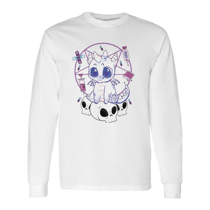 Cute Japanese Yami Kawaii Pastel Goth Aesthetic Anime Dragon Long Sleeve T-Shirt