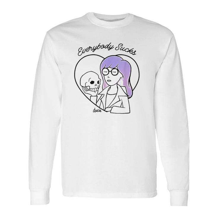 Daria Everybody Macbeth Skull Heart Purple Hair Long Sleeve T-Shirt