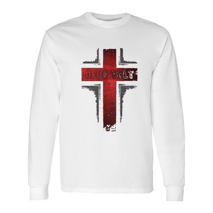 Deus Vult Knight Templar Vintage Long Sleeve T-Shirt