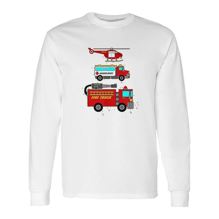 Ems Fire Truck Ambulance Rescue Helicopter Long Sleeve T-Shirt