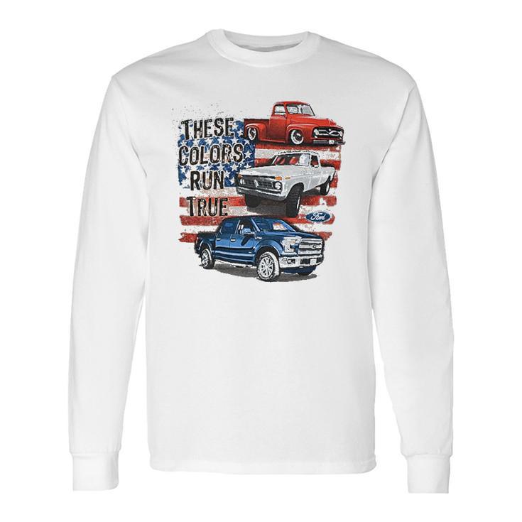 Ford 100Th Anniversary Red White Blue Trucks Long Sleeve T-Shirt