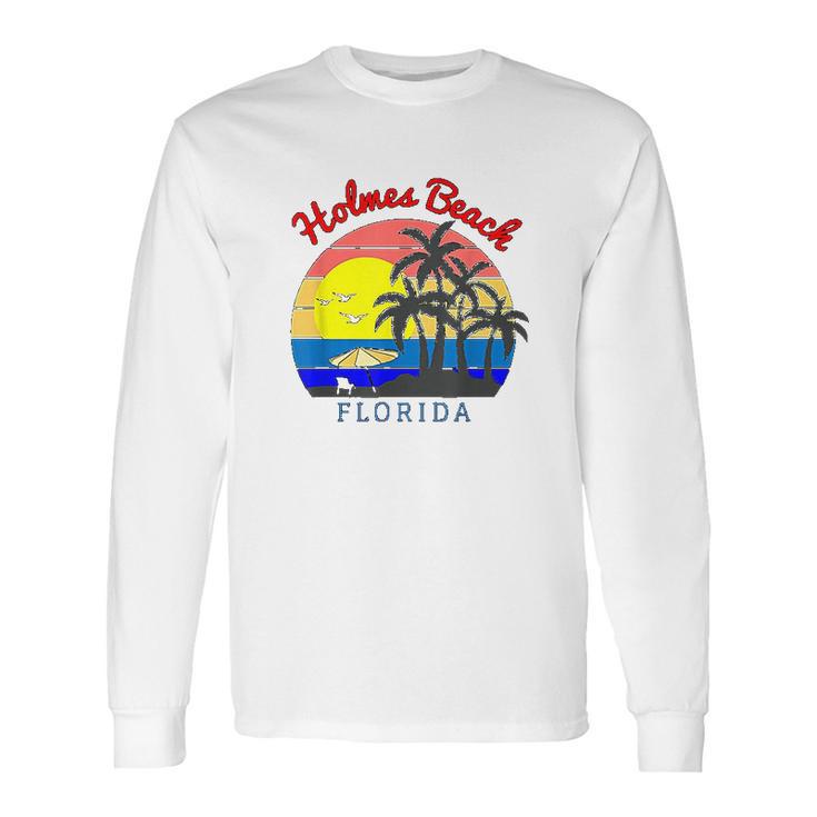 Holmes Beach Florida Vintage Retro Beach Sunset Gift Long Sleeve T-Shirt