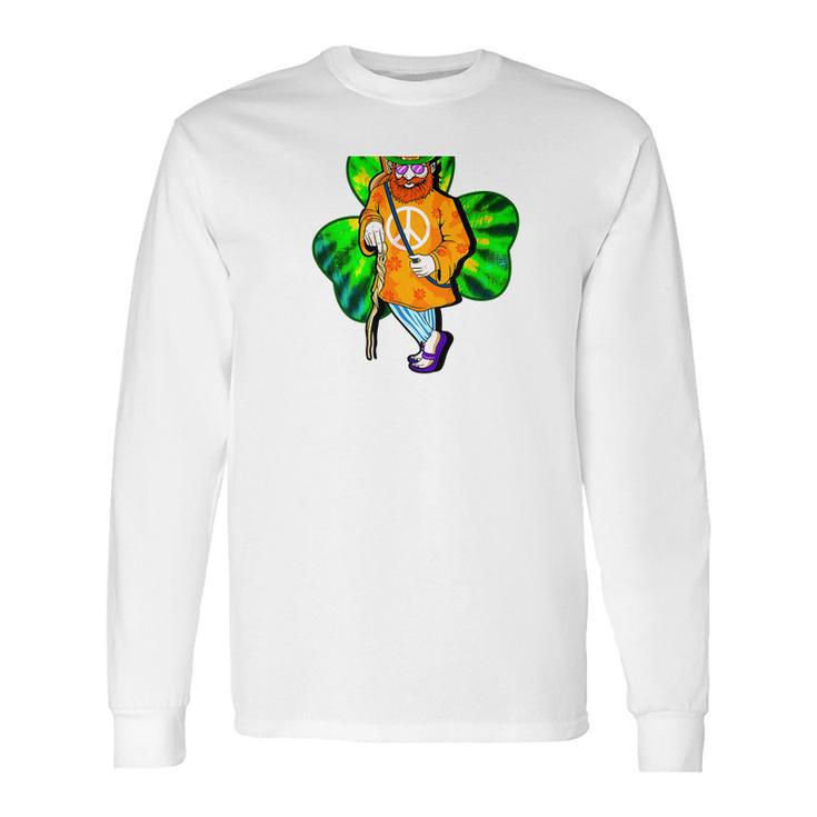 Irish Hippie Leprechaun Peace Shillelagh Guitar Beard Long Sleeve T-Shirt