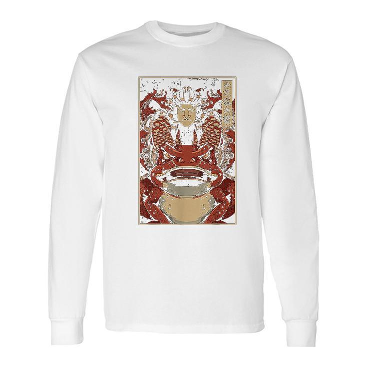 Japanese Artwork Samurai Riding Wild Toad Nippon Kanji Long Sleeve T-Shirt