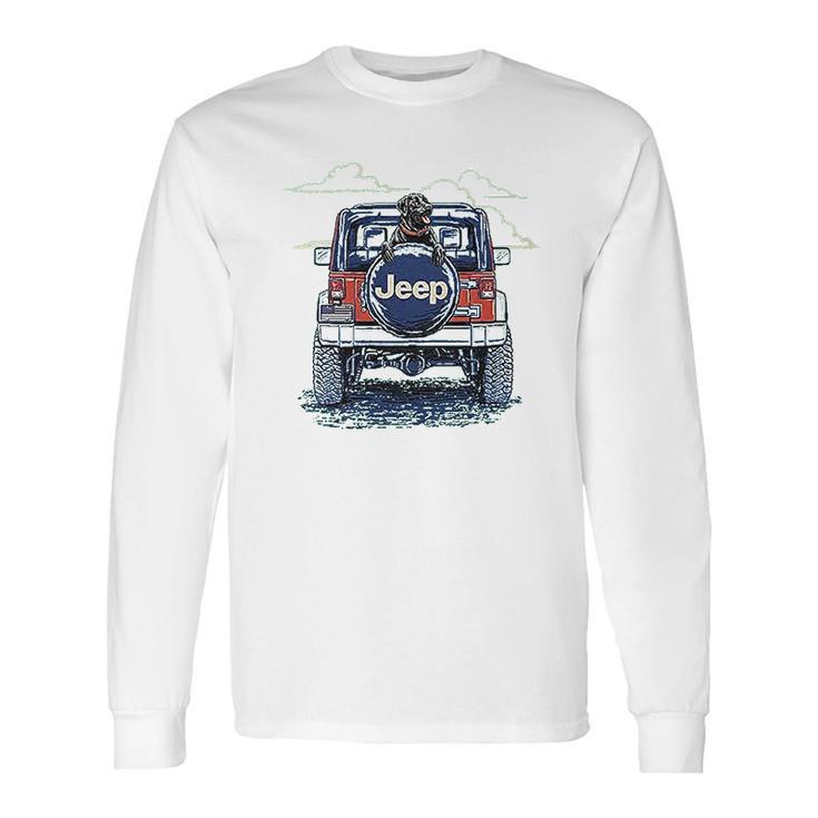 Jeep Copilot Blue Art With Dog Long Sleeve T-Shirt