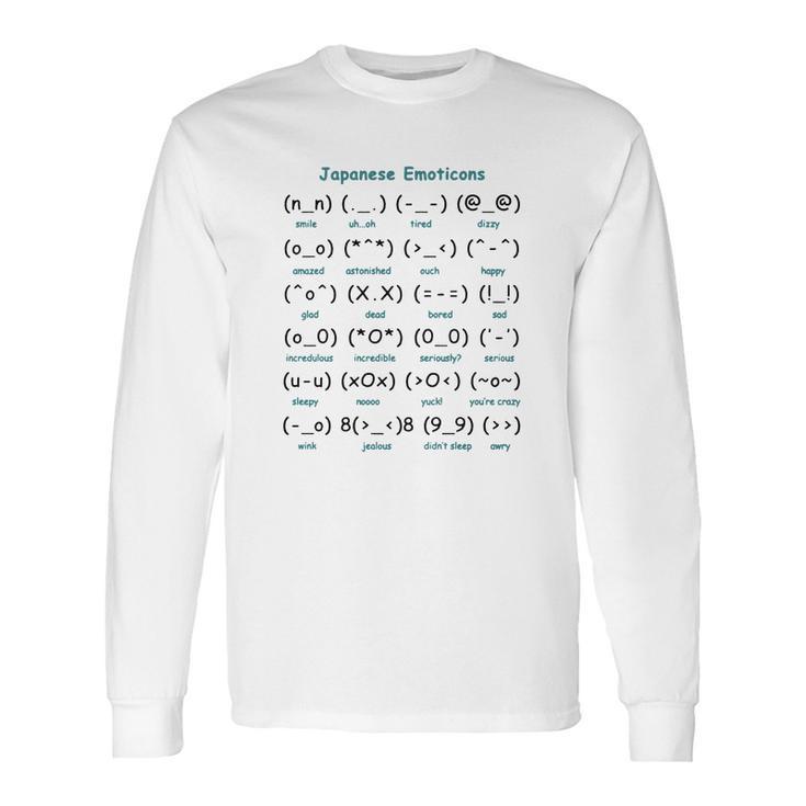 Kaomoji Kawaii Cute Japanese Text Face Emoticons Emoji Cool Gifts Tshirt Long Sleeve T-Shirt