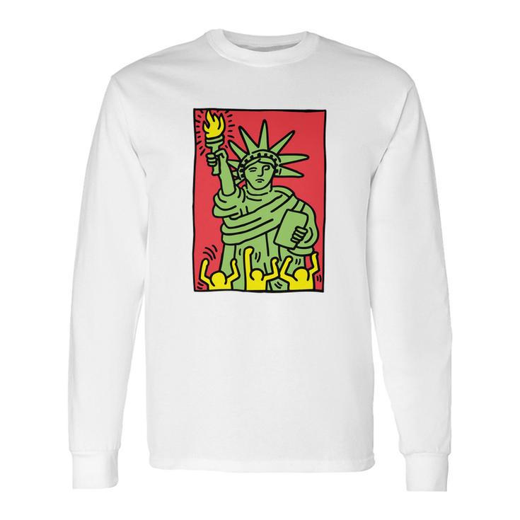 Keith Haring Funny Lady Liberty Long Sleeve T-Shirt