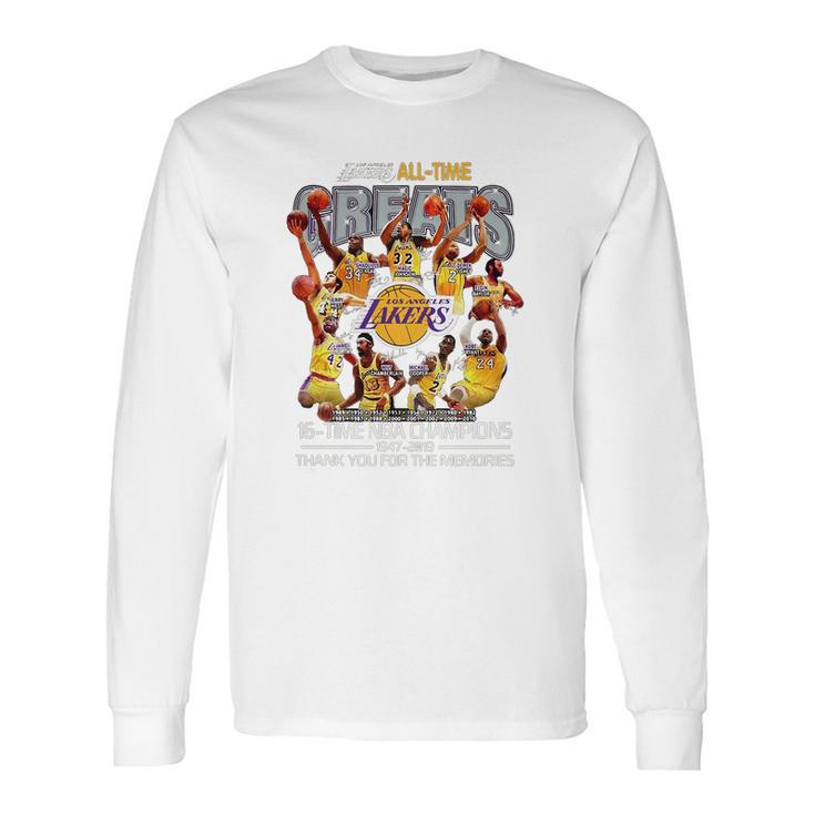 Los Angeles Lakers All Time 16 Time Nba Champions Long Sleeve T-Shirt