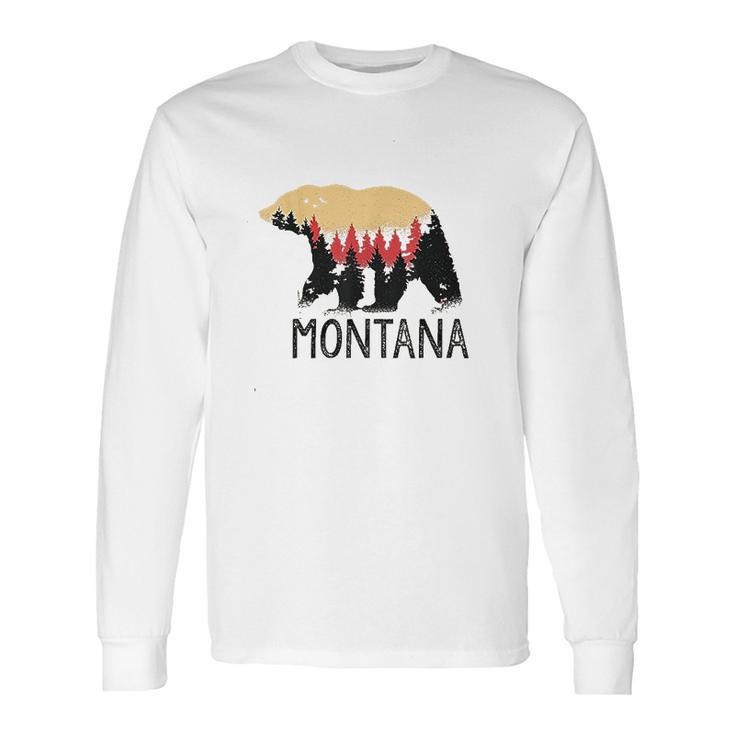 Montana Vintage Grizzly Bear Nature Outdoor Souvenir Gift Long Sleeve T-Shirt