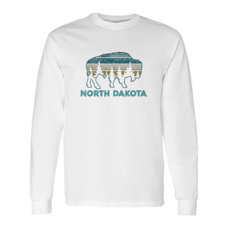 North Dakota Bison Vintage American Buffalo Souvenir Gift Long Sleeve T-Shirt