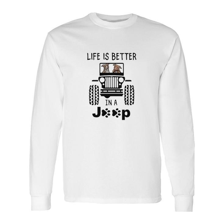 Pit Bull In A Jeep Long Sleeve T-Shirt