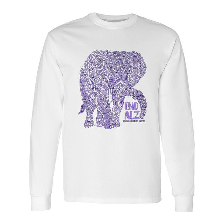 Purple Elephant Alzheimer Awareness Long Sleeve T-Shirt