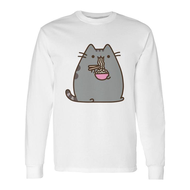 Pusheen The Cat Eating Noodles Long Sleeve T-Shirt