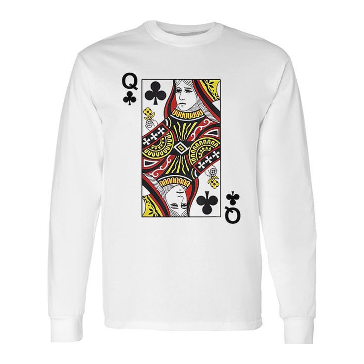 Queen Of Clubs Blackjack Playing Cards Long Sleeve T-Shirt