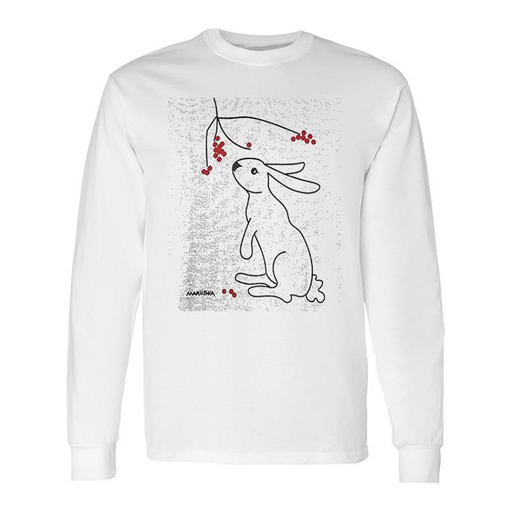 Rabbit And Winter Berries Long Sleeve T-Shirt