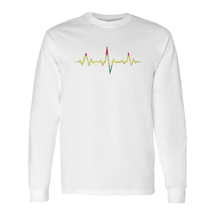 Reggae Music Heartbeat Rastafari Rasta Gift Long Sleeve T-Shirt