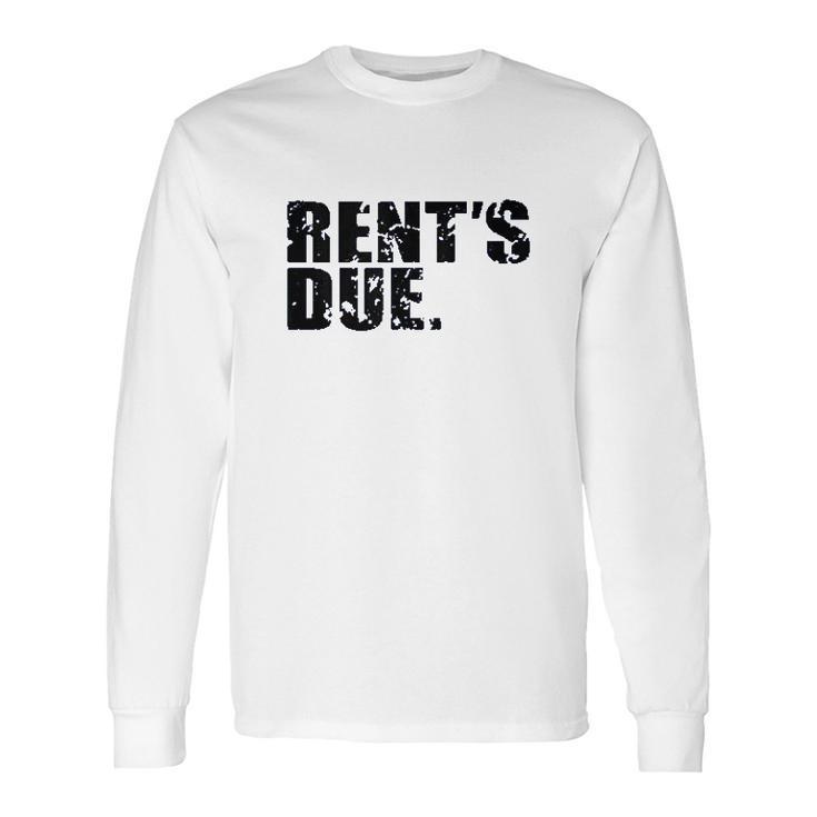 Rents Due Work Hard Bodybuilder Weightlifting Distressed Long Sleeve T-Shirt