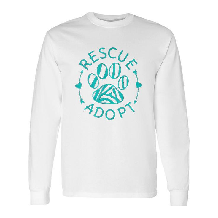 Rescue Adopt Animal Lover Love Cats Dogs Paw Print Gift Long Sleeve T-Shirt