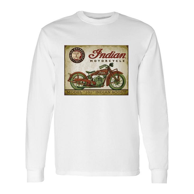 Retro Indian Motorcycle 101 Indian Scout T-Shirt Long Sleeve T-Shirt