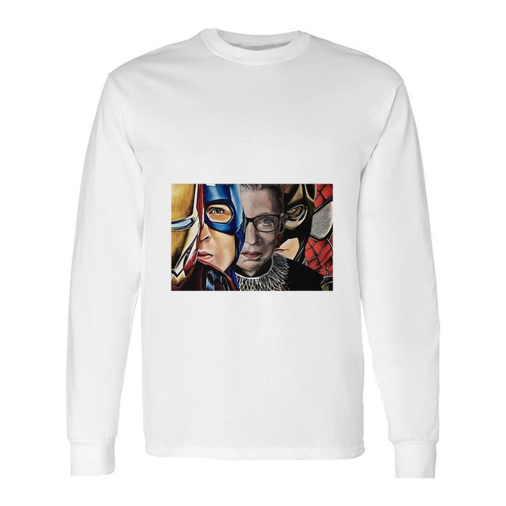 Ruth Bader Ginsburg And Avengers Not All Heroes Wear Capes Shirt Long Sleeve T-Shirt