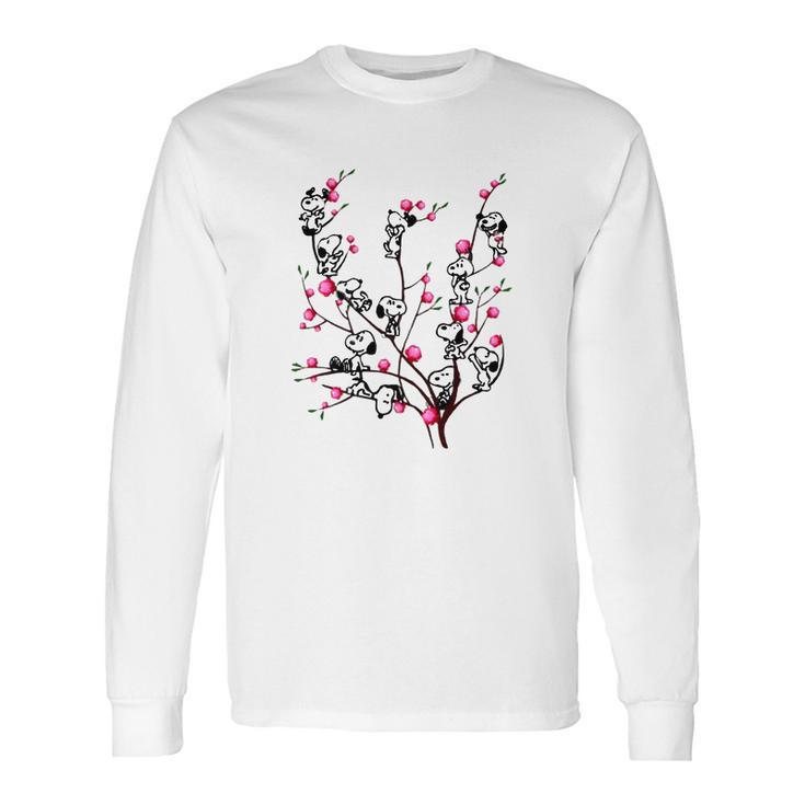 Snoopy On Peach Tree Long Sleeve T-Shirt