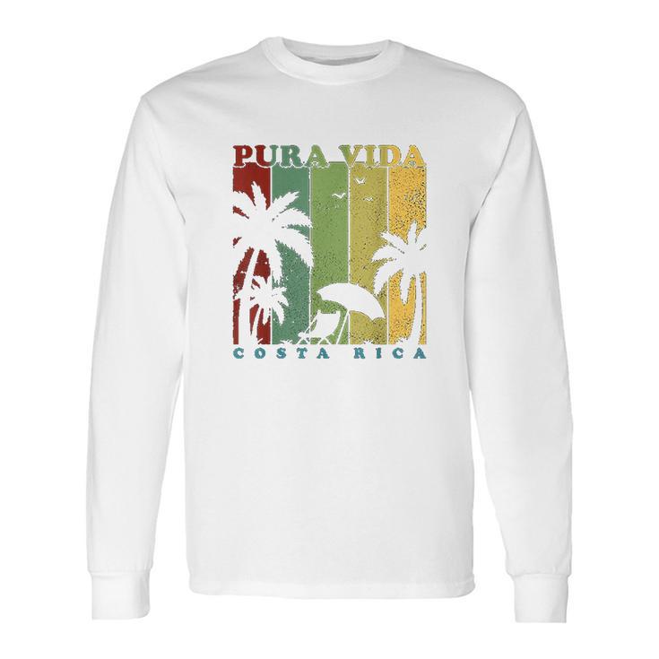 Vintage Retro Summer Vacation Costa Rica Pura Vida Beach Long Sleeve T-Shirt