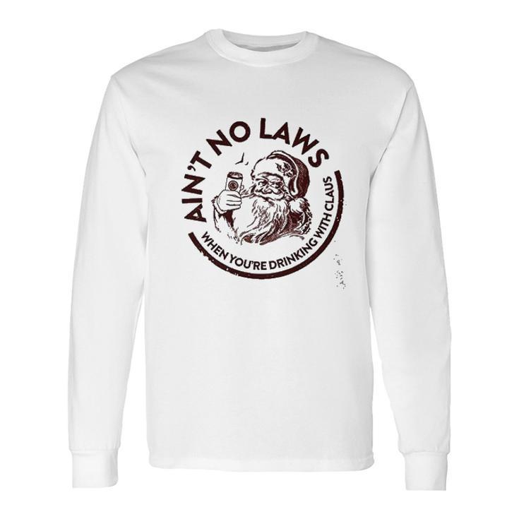 White Claus Funny Drinking Holiday White Claws Pun Long Sleeve T-Shirt