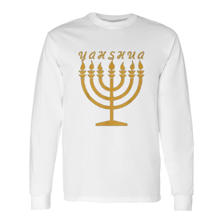 Yahshua Menorah Hebrew Israelite Yahweh Yeshua Torah Long Sleeve T-Shirt