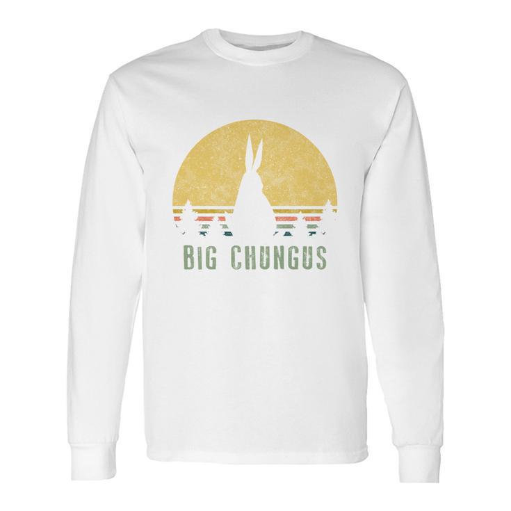 Big Chungus Funny Gift Retro Vintage Sunset Meme Video Game Gift Long Sleeve T-Shirt