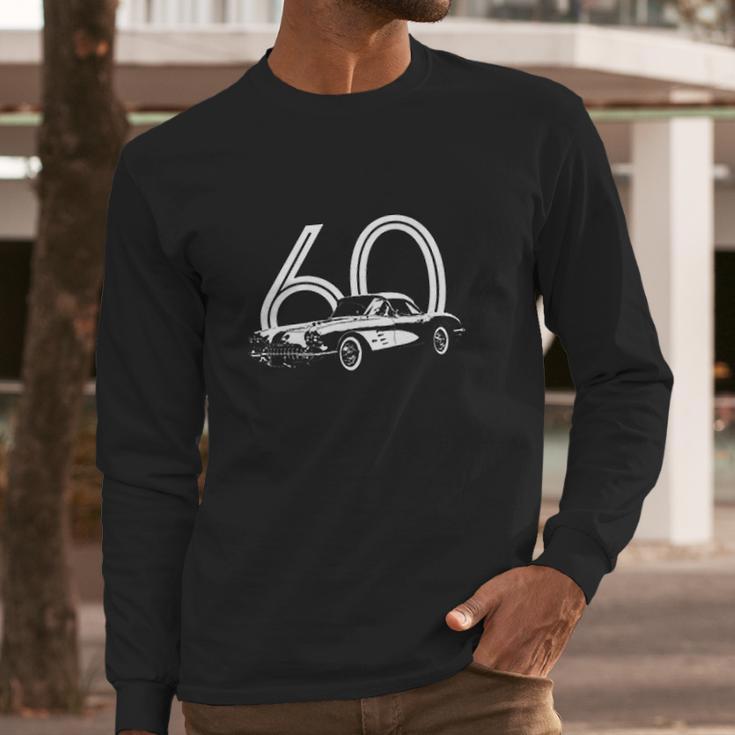 1960 Corvette Three Quarter Side View With Year Dark Color Long Sleeve T-Shirt Gifts for Him