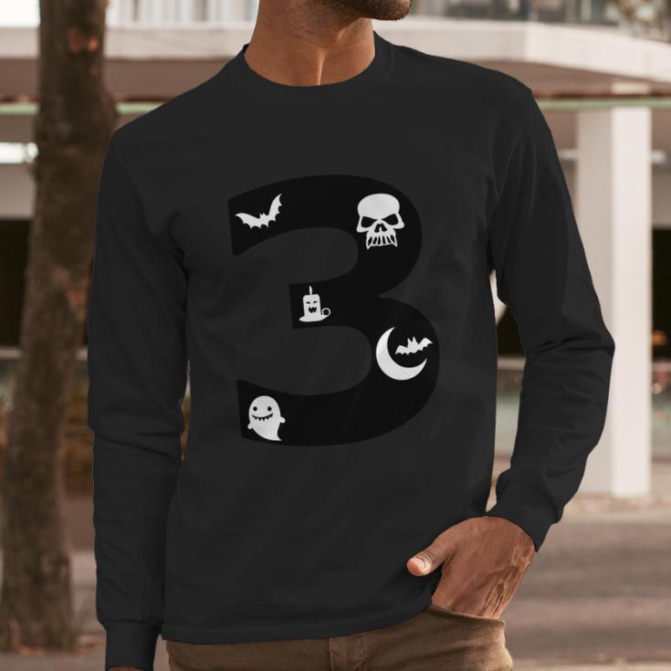 3 Name Charater Dracula Skullcap Candle Bat Moon Ghost Halloween Boo Long Sleeve T-Shirt Gifts for Him