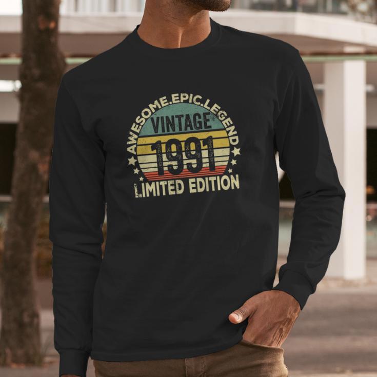 30 Years Old Legendary Retro Vintage Awesome Birthday 1991 Long Sleeve T-Shirt Gifts for Him