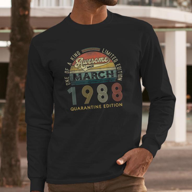 33 Years Old Vintage March 1988 33Rd Birthday Awesome Long Sleeve T-Shirt Gifts for Him