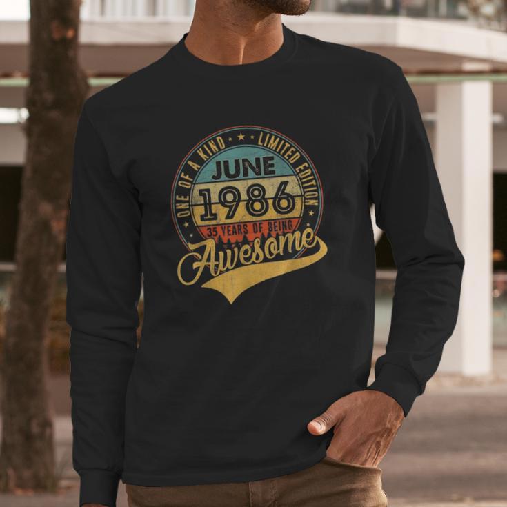 35Th Birthday Gifts 35 Years Old Retro Born In June 1986 Ver2 Long Sleeve T-Shirt Gifts for Him