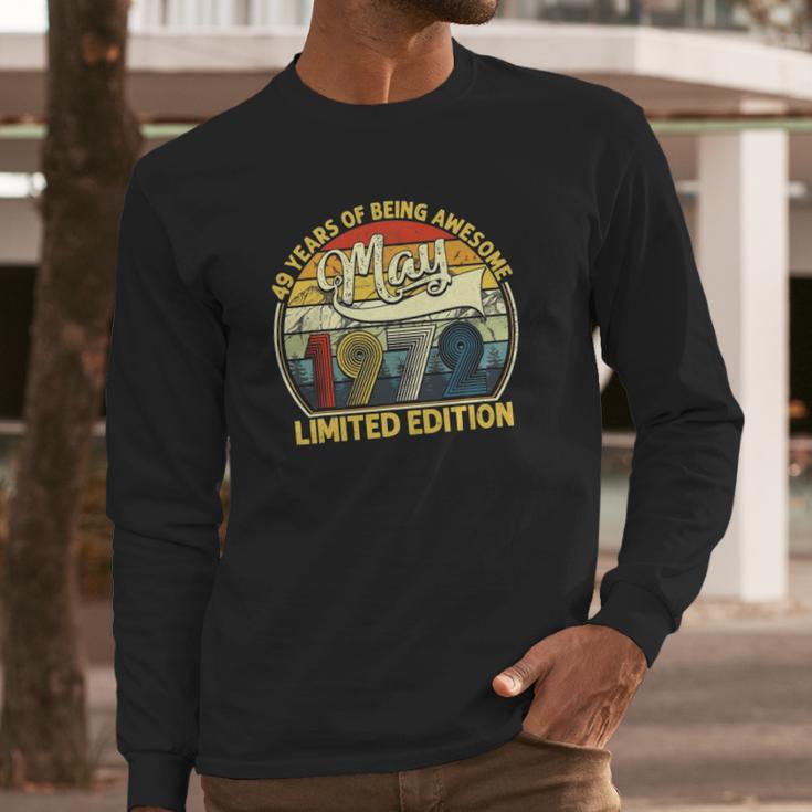 49Th Birthday Gifts 49 Years Old Retro Born In May 1972 Ver2 Long Sleeve T-Shirt Gifts for Him