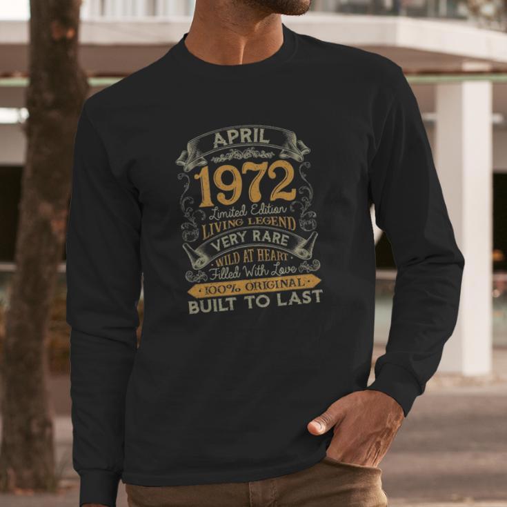 49Th Birthday Gift 49 Years Old Retro Vintage April 1972 Ver2 Long Sleeve T-Shirt Gifts for Him