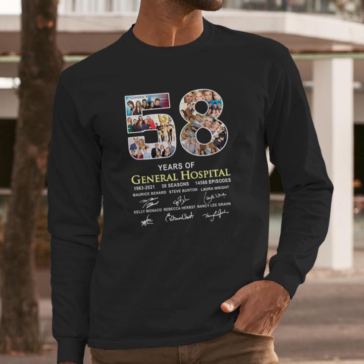 58 Years Of General Hospital 1963 2021 58 Seasons 14588 Episodes Signatures Long Sleeve T-Shirt Gifts for Him