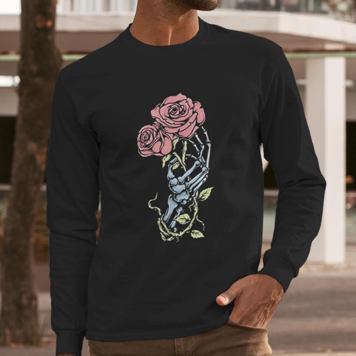 Aesthetic Skeleton Hand Rose Pastel Goth Dark Gothic Long Sleeve T-Shirt Gifts for Him