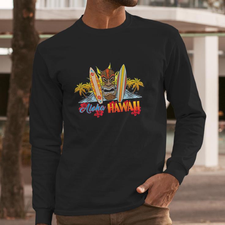 Aloha Hawaii From The Island Feel The Tiki Spirit Long Sleeve T-Shirt Gifts for Him