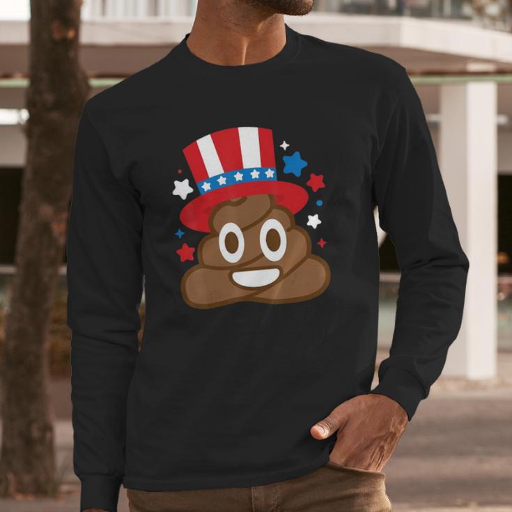 American Poop Emoji Funny 4Th Of July Independence Day Gift Long Sleeve T-Shirt Gifts for Him