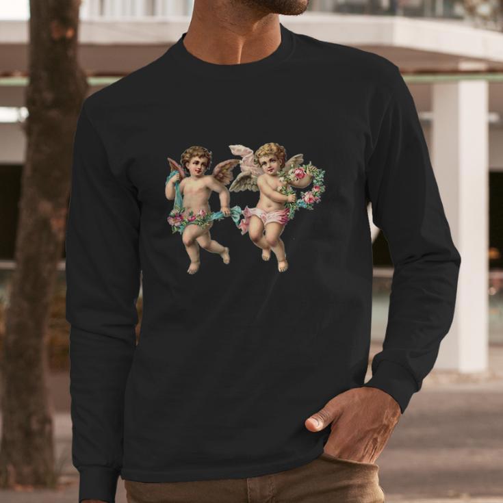 Angelic Vintage Cherub Design Charming Baby Angels Long Sleeve T-Shirt Gifts for Him