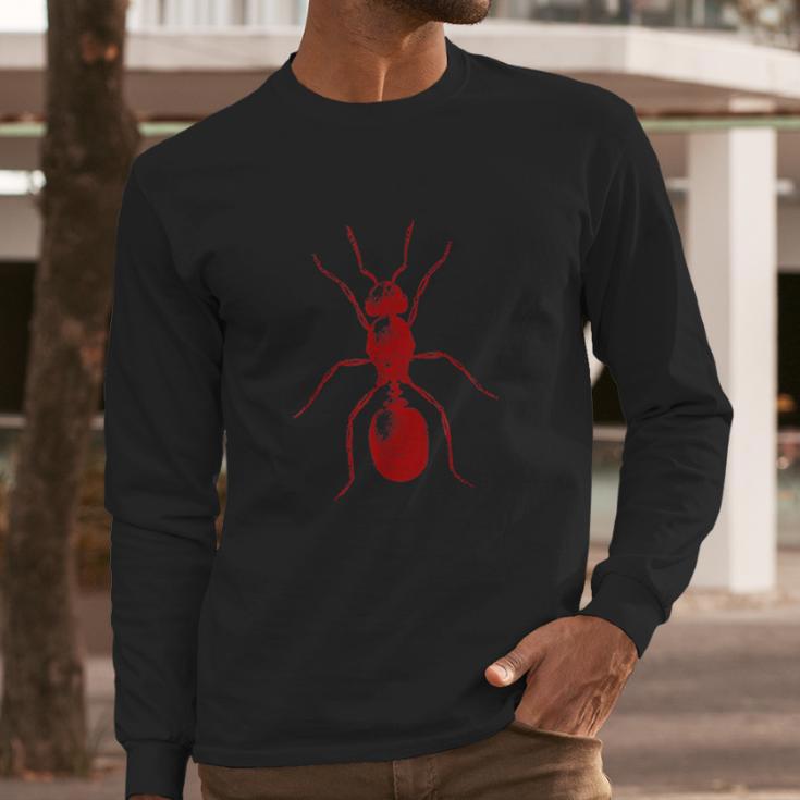 Ant In Red Retro Vintage Drawing Long Sleeve T-Shirt Gifts for Him