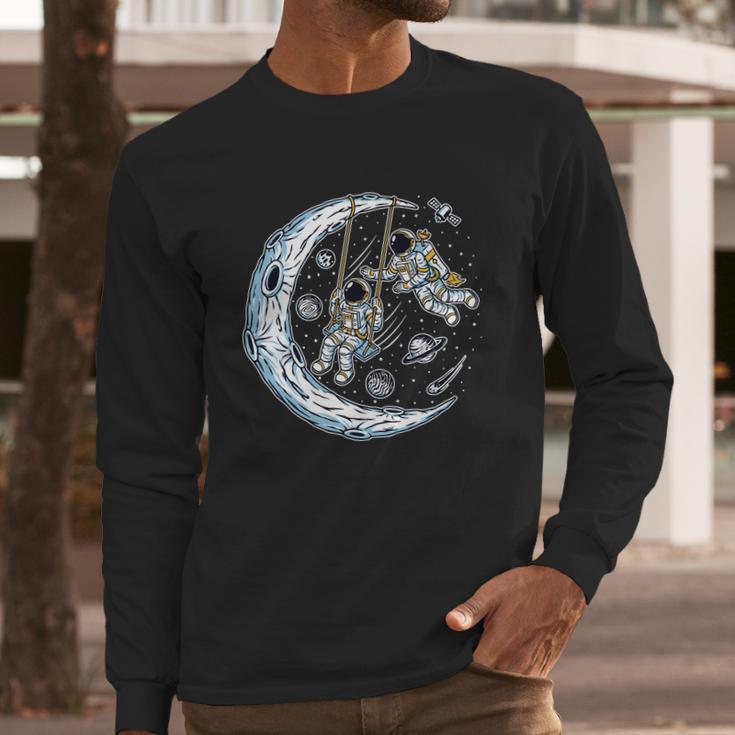 Astronauts Moon Swinging Long Sleeve T-Shirt Gifts for Him